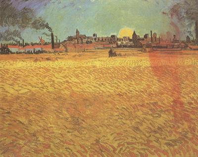 Vincent Van Gogh Sunset:Wheat Fields near Arles (nn04) oil painting picture